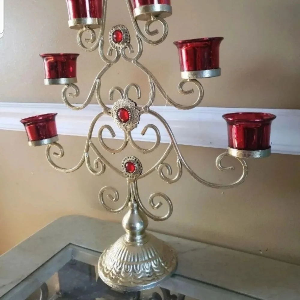 Golden Holiday Tea Light Candle Holder NWT